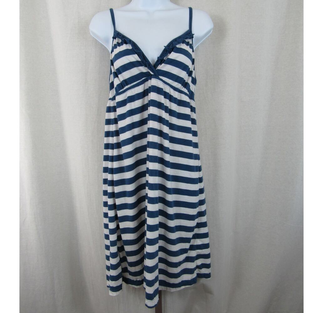 Aeropostale XL Juniors Blue and White Block Horizontal Striped Dress Tank V-Neck